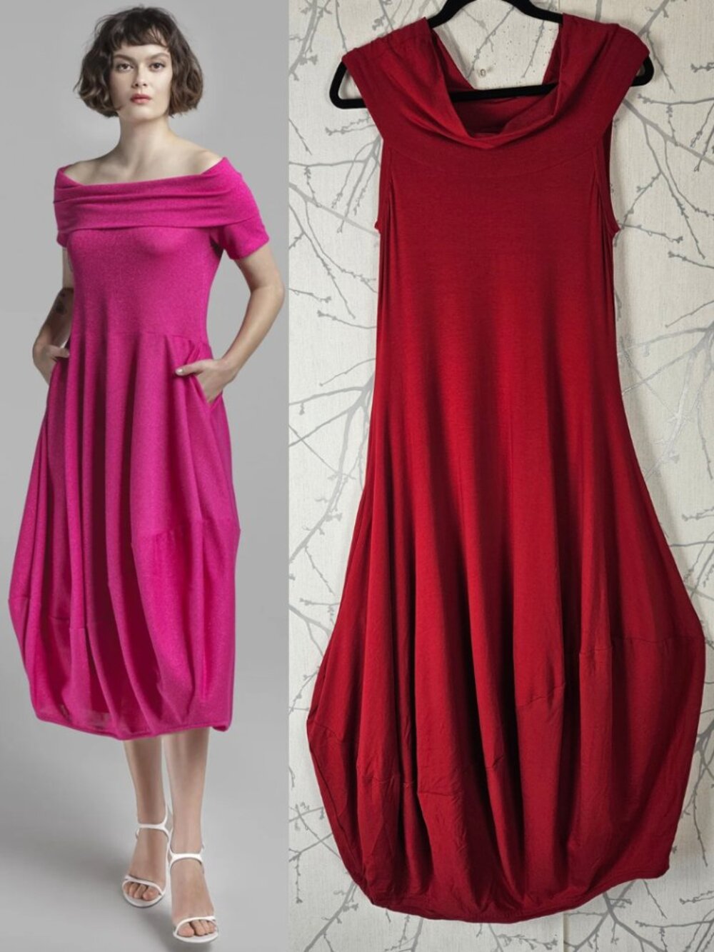 Igor Dobranic Red Stretch Jersey Midi Barrel Dress
